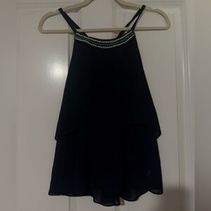 Elegant Navy Sleeveless Top with Beaded Detail